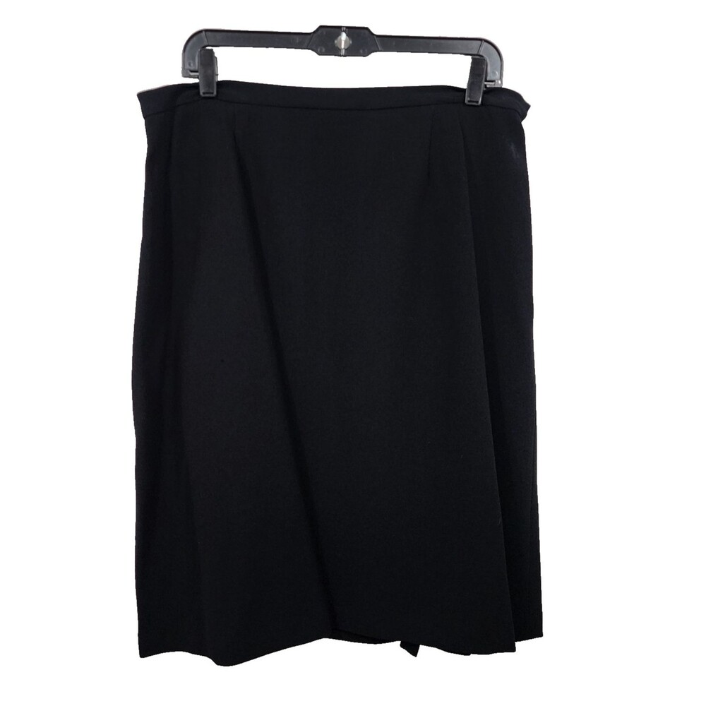 Kate Hill Black Pencil Skirt Drape Career Workwear Wrinkle-Resistant 12P Petite